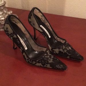 Black Lace Manolo Blahnik Pumps